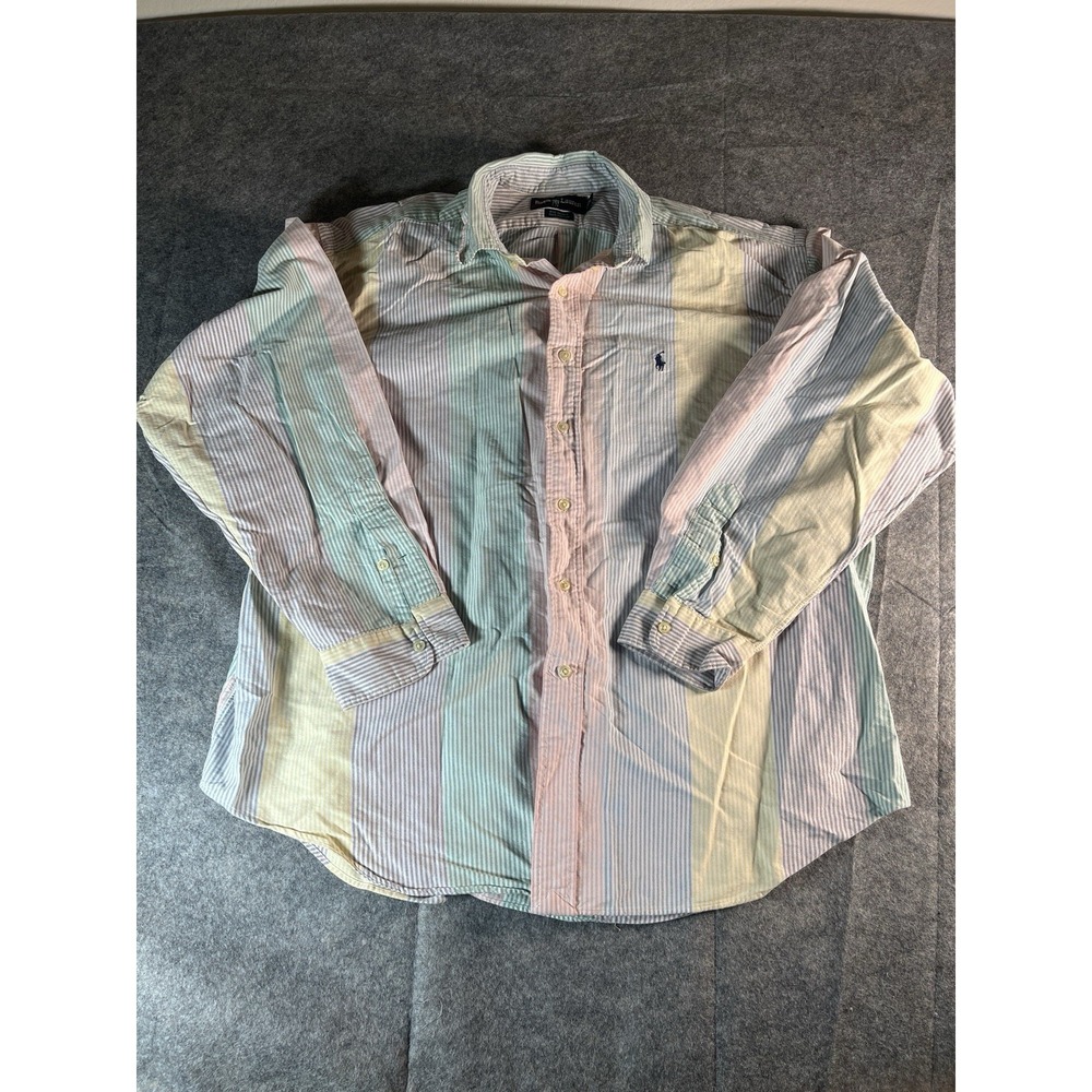 Ralph Lauren '90s Multi color Button down long sleeve cotton big shirt sz xL